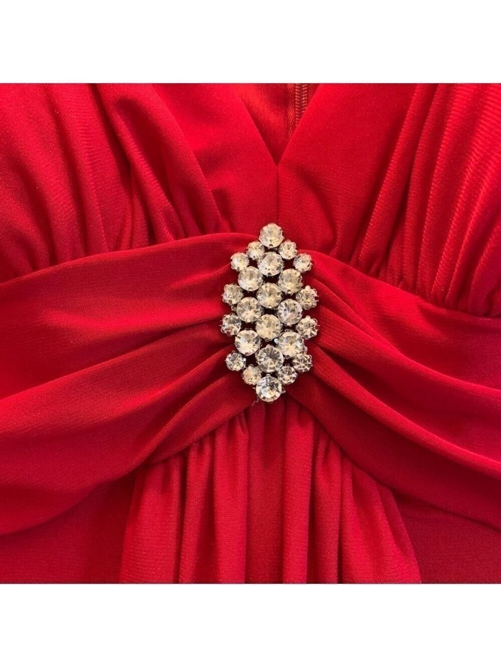 JESSICA HOWARD EVENINGS drape front rhinestone holiday evening party dress - Picture 8 of 15
